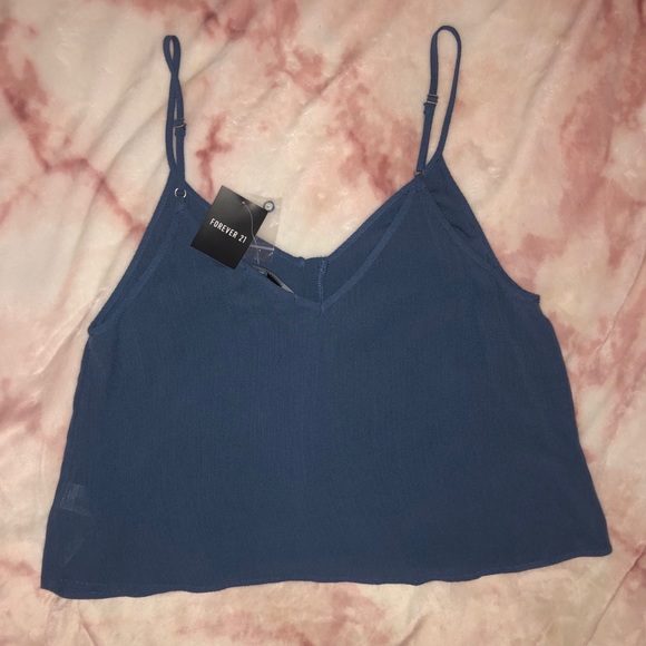 NEW Blue Forever 21 Woven Crop Top - Picture 2 of 4